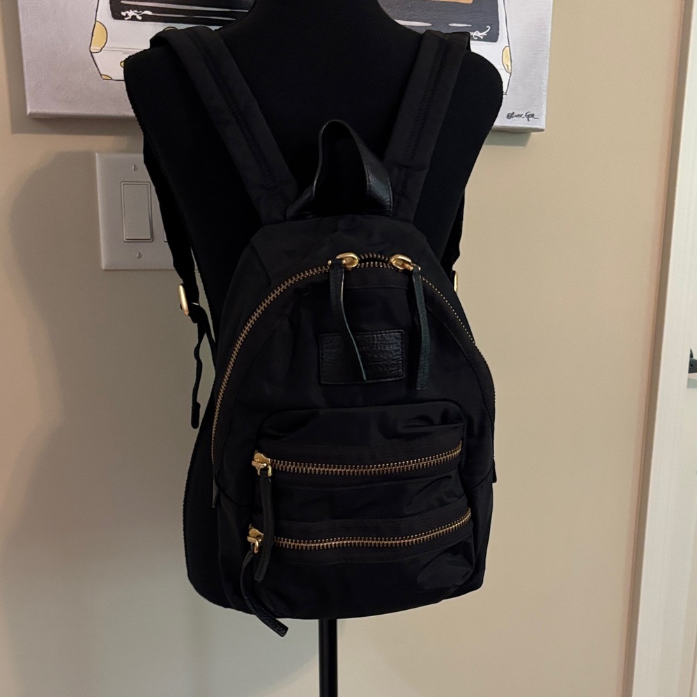 Marc Jacobs Black Backpack with Gold Zippers